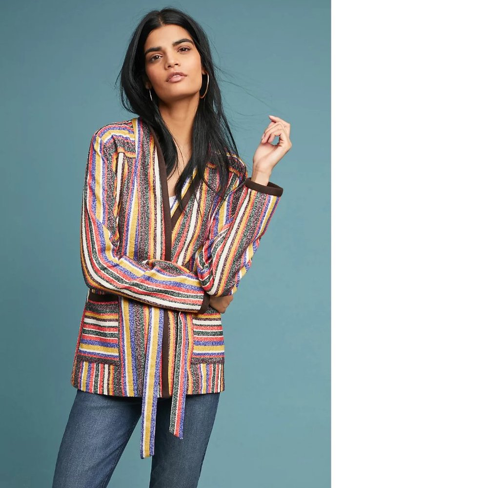 Anthropologie Blue and Red Utility Jacket
